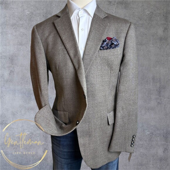 STAFFORD Mens 46R Brown LambWool Blazer Sport Coat Two-Button Jacket Classic fit - Picture 1 of 11